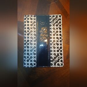 Coach Black & White Signature Patent-Trim Folio Case